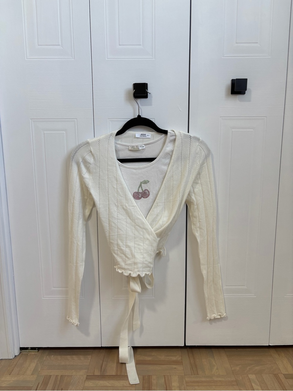 Ardene White Knit Wrap Cardigan with Tie